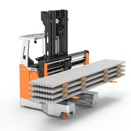 Zowell 2.5 ton Electric Multi-directional Forklift with fork Postioner attachment