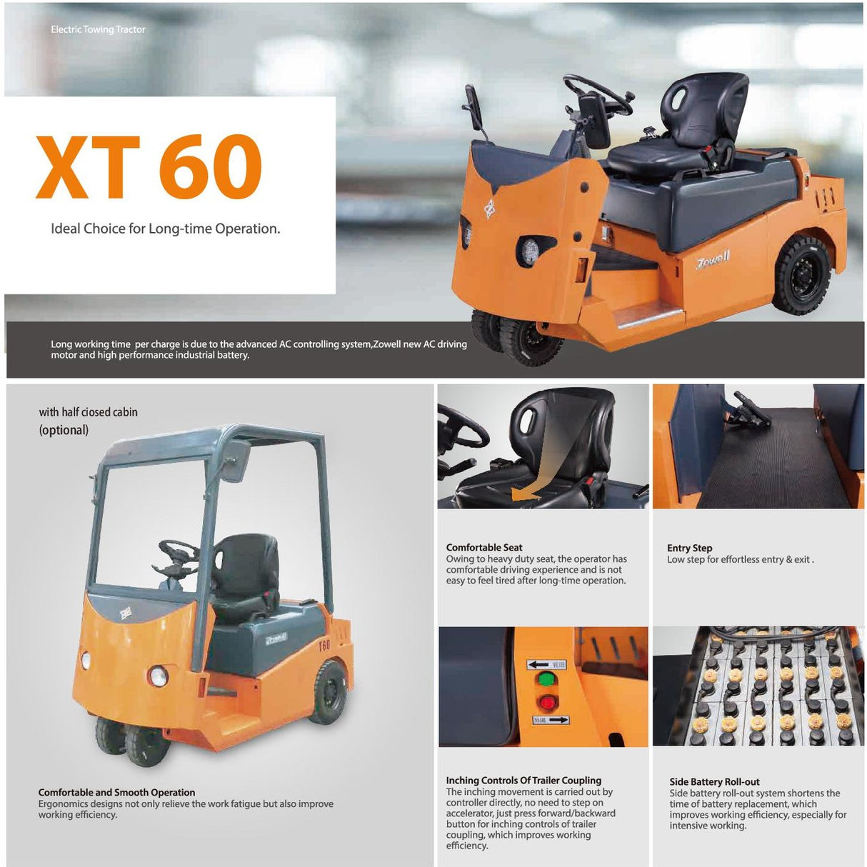 Zowell 6 Ton Electric Tow Tractor without cabin
