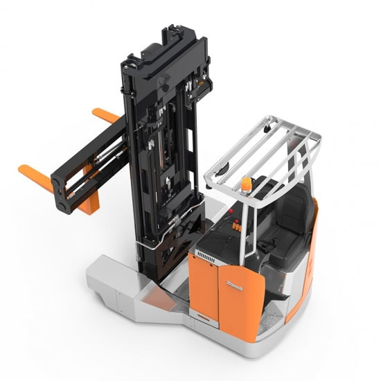Zowell 2.5 ton Electric Multi-directional Forklift with fork Postioner attachment