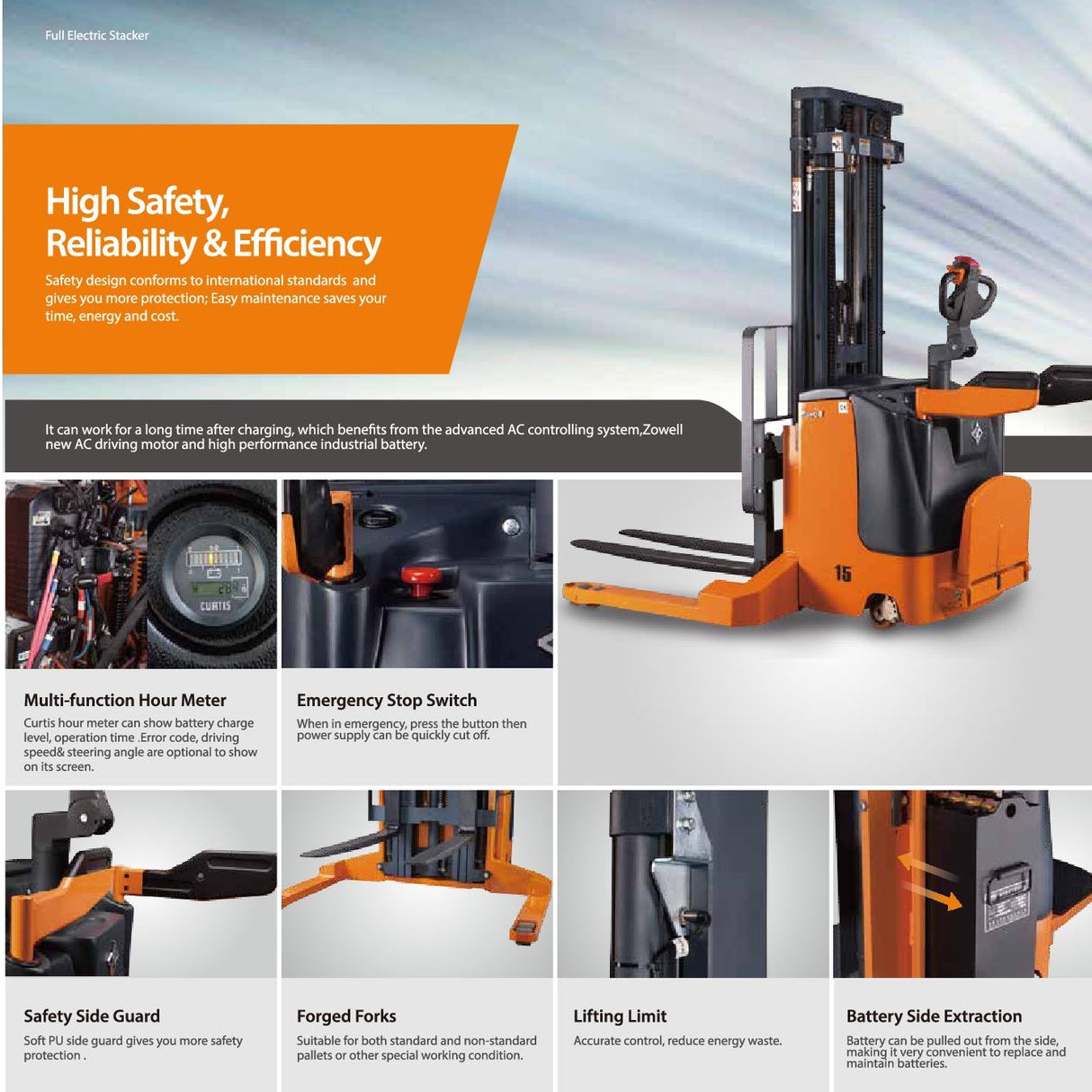 Zowell 2 Ton Electric Straddle with Electric Power Steering